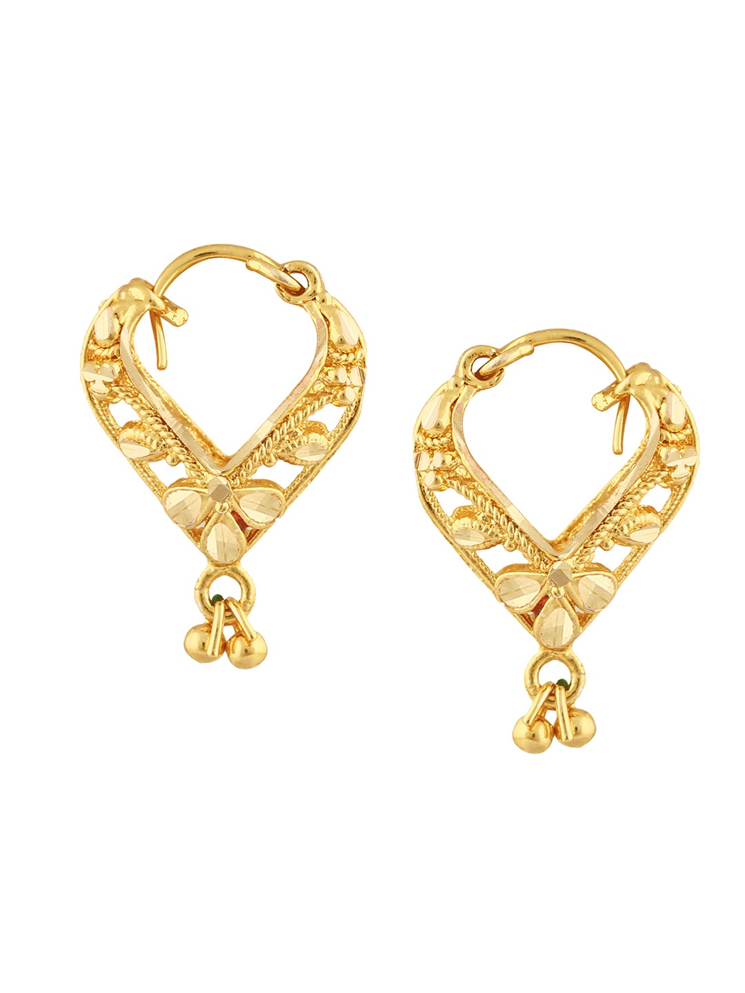 Vighnaharta Set Of 2 Gold Plated Floral Jhumkas