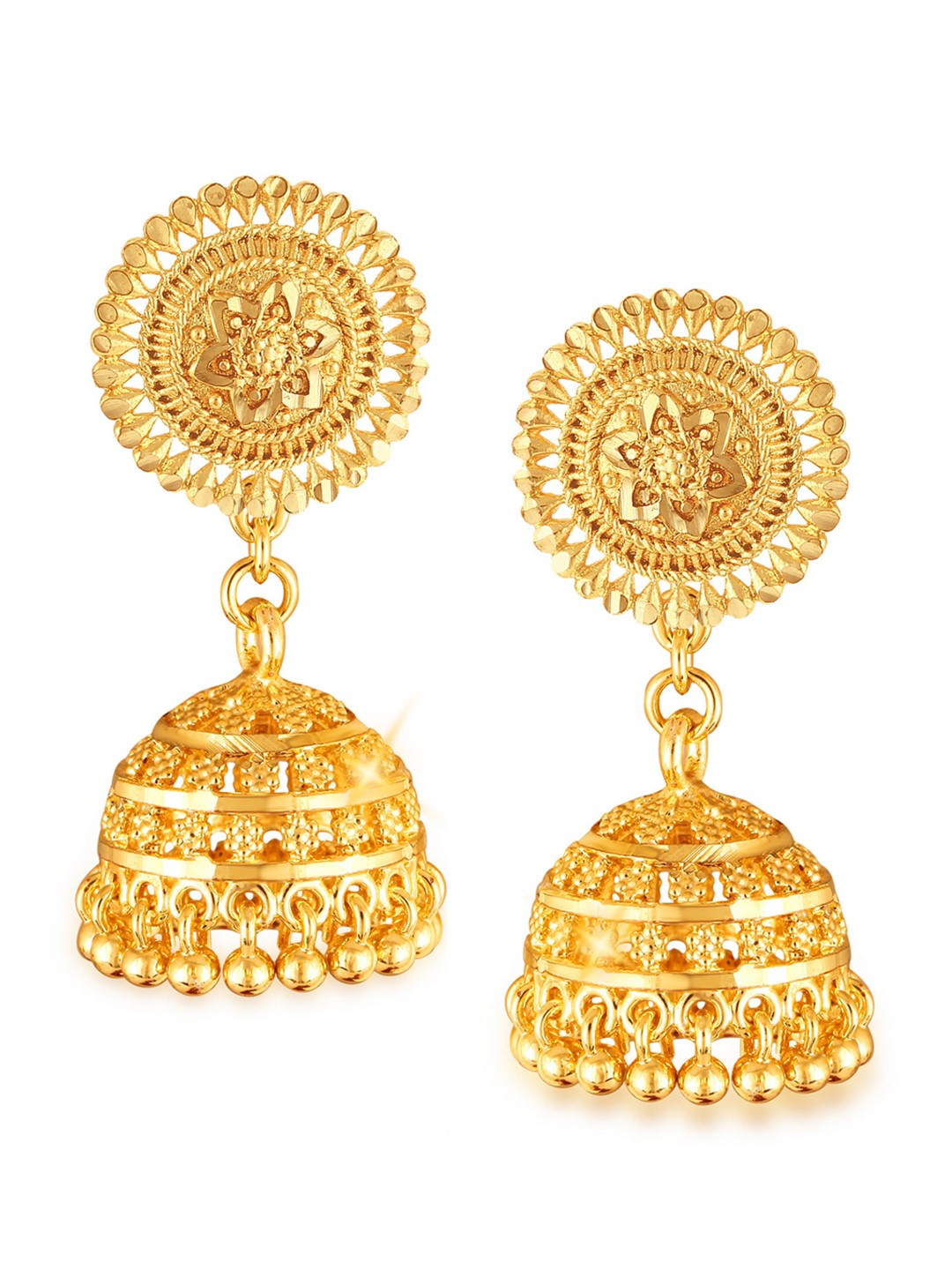 Vighnaharta Gold-Plated Dome Shaped Jhumkas