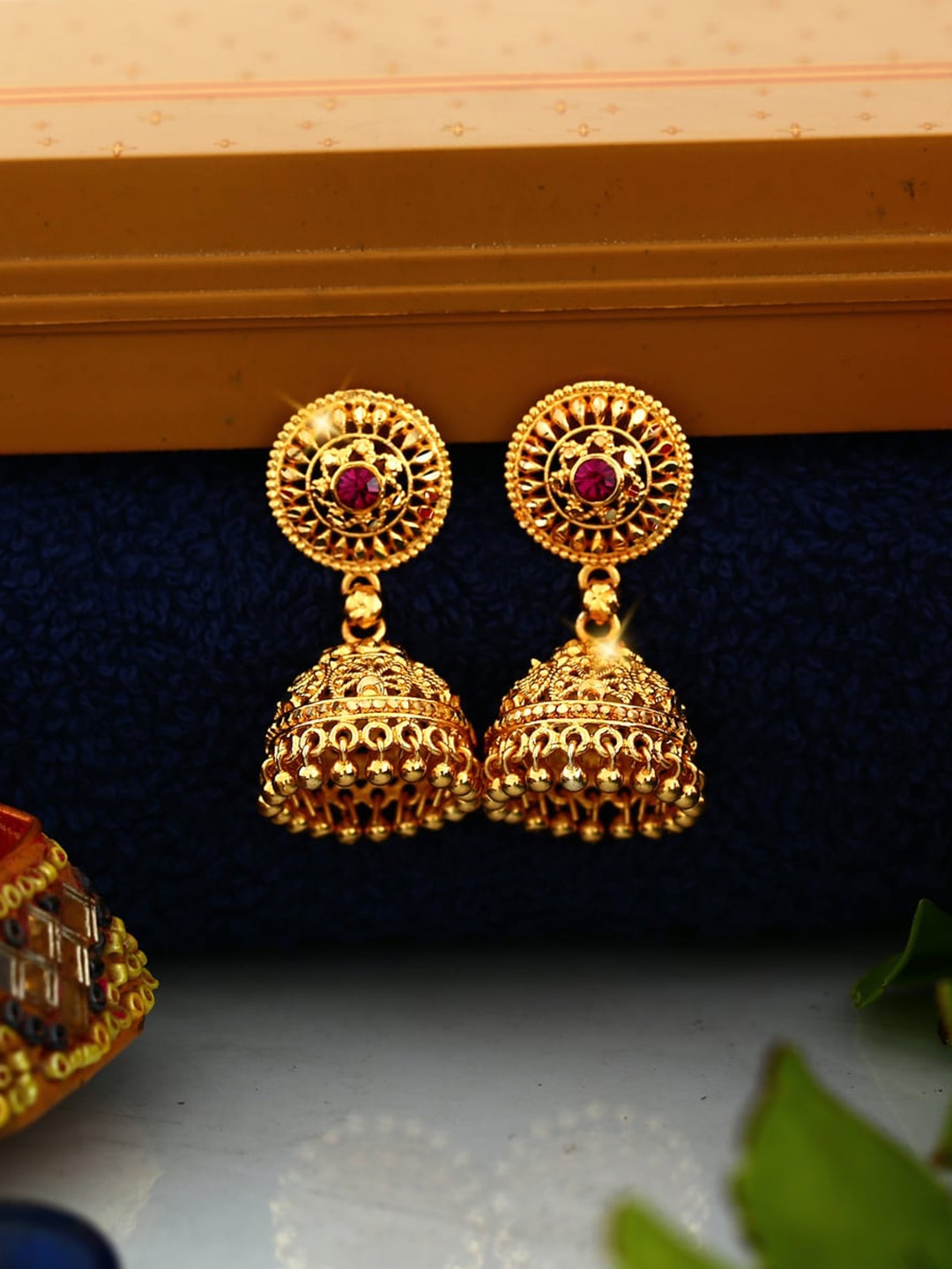 

Vighnaharta Set Of 4 Gold-Plated Floral Jhumkas