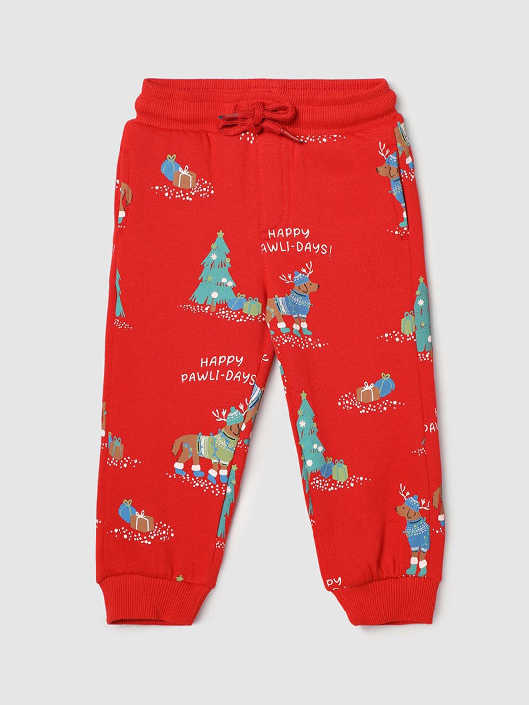 

max Infant Boys Printed Regular Fit Mid-Rise Joggers, Red