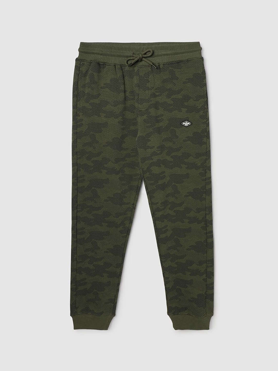 

max Boys Mid Rise Abstract Printed Joggers, Olive