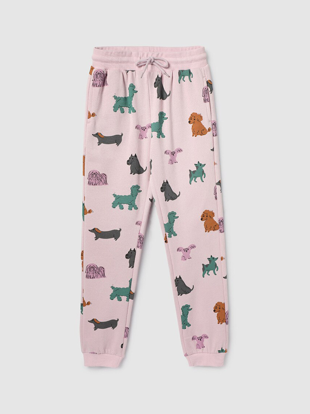 

max Girls Animal Printed Mid-Rise Cotton Joggers, Lavender