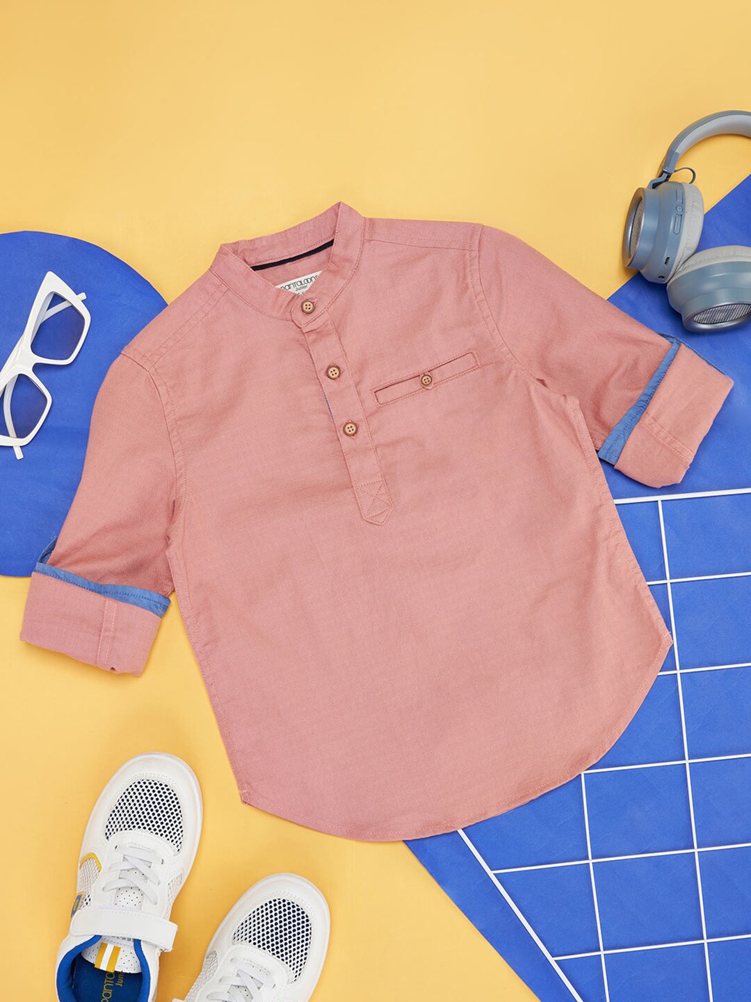 

Pantaloons Junior Boys Band Collar Cotton Casual Shirt, Mauve