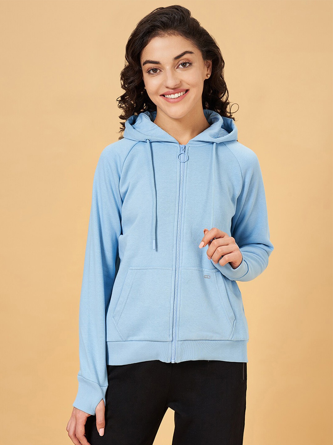 

Ajile by Pantaloons Hooded Cotton Front-Open Sweatshirt, Blue