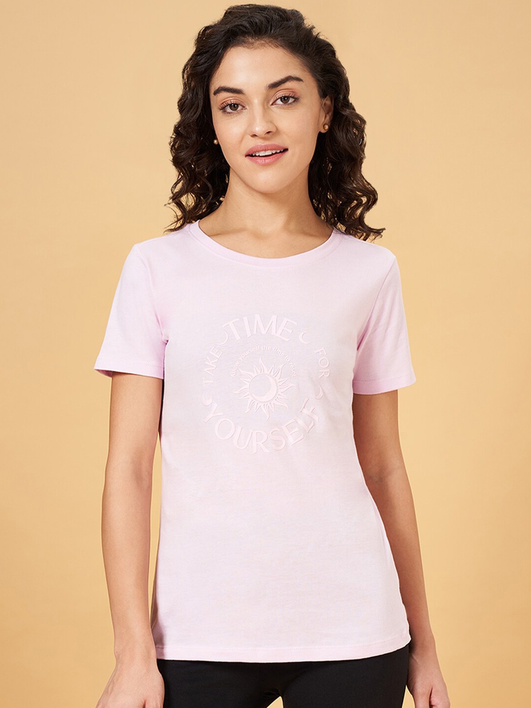 

Ajile by Pantaloons Typography Printed Cotton Sports T-shirt, Purple