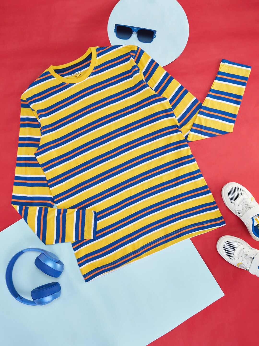 

Pantaloons Junior Boys Striped Round Neck Cotton T-shirt, Yellow