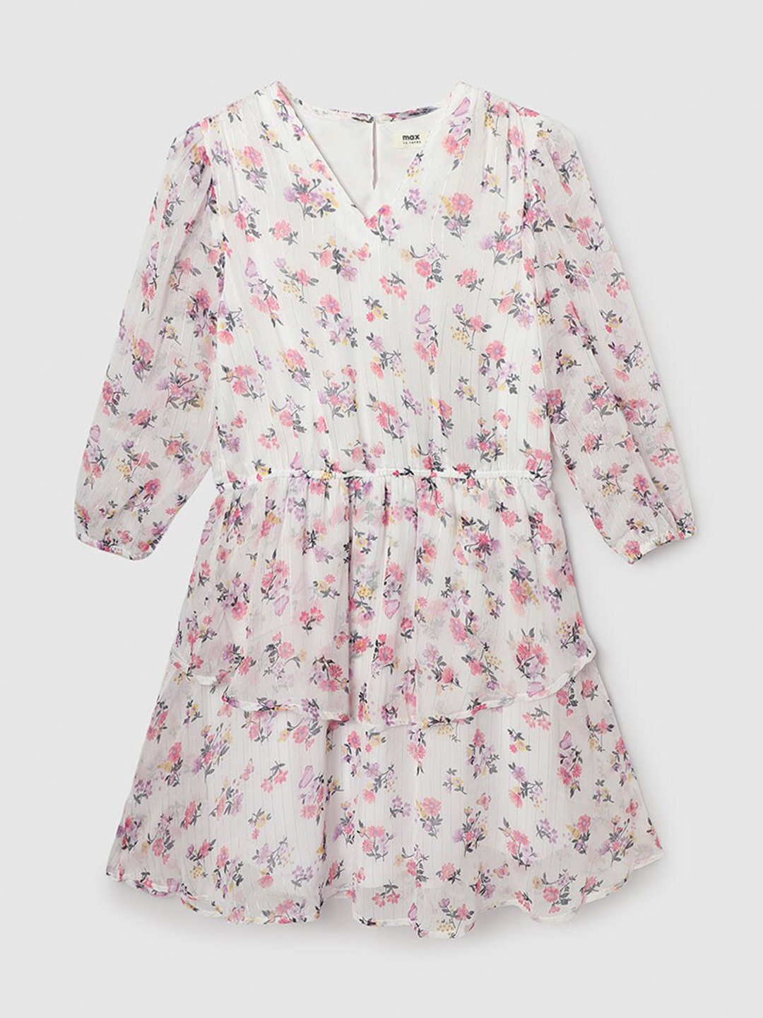 

max Floral Printed A-Line Dress, White