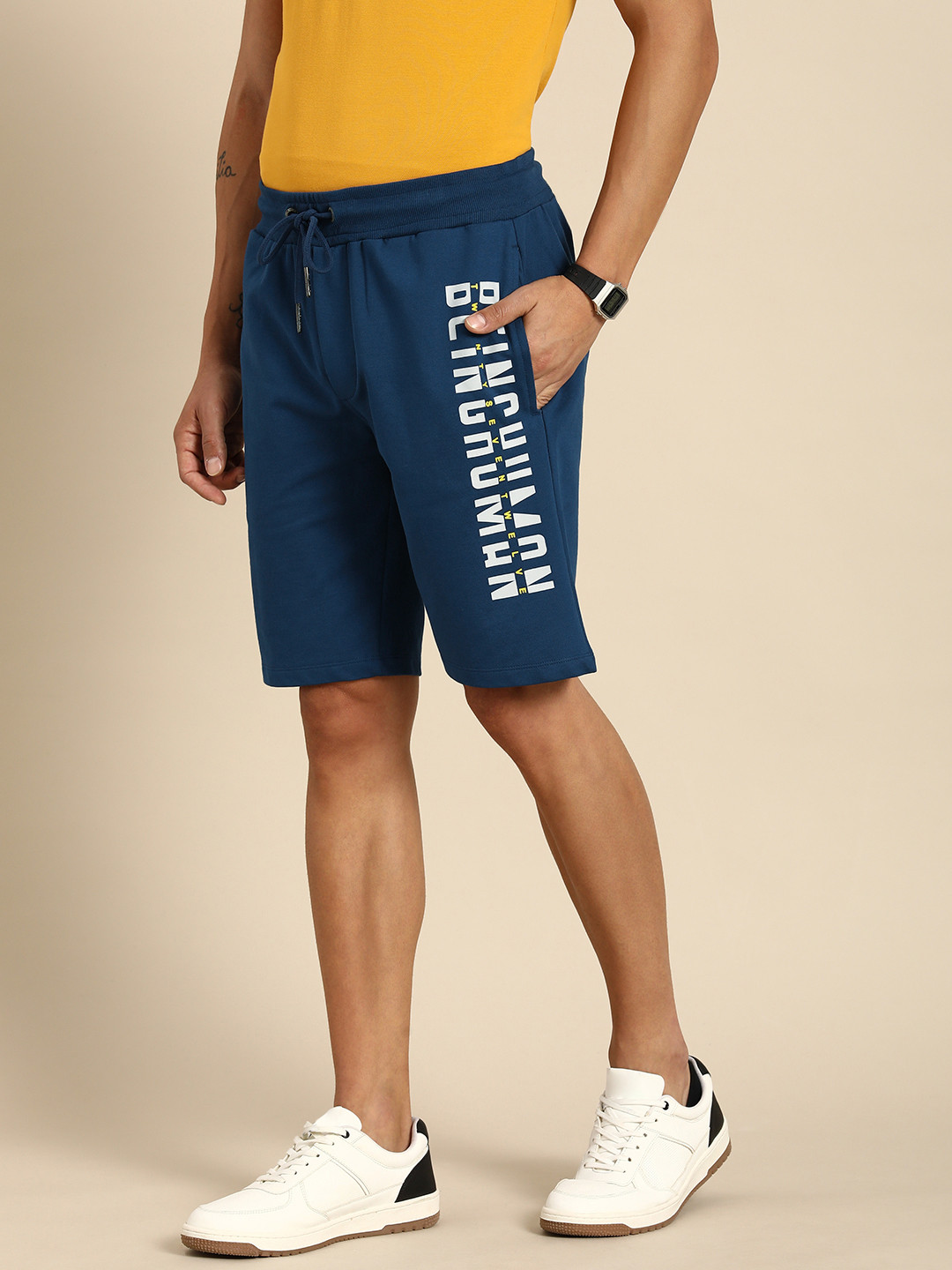 

Being Human Men Pure Cotton Shorts, Navy blue