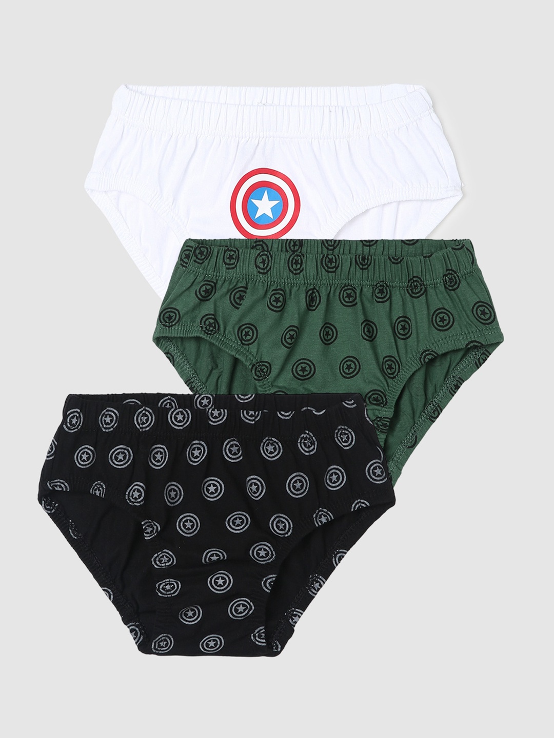 

max Pack Of 3 Captain America Printed Pure Cotton Basic Briefs 1000013023448, White