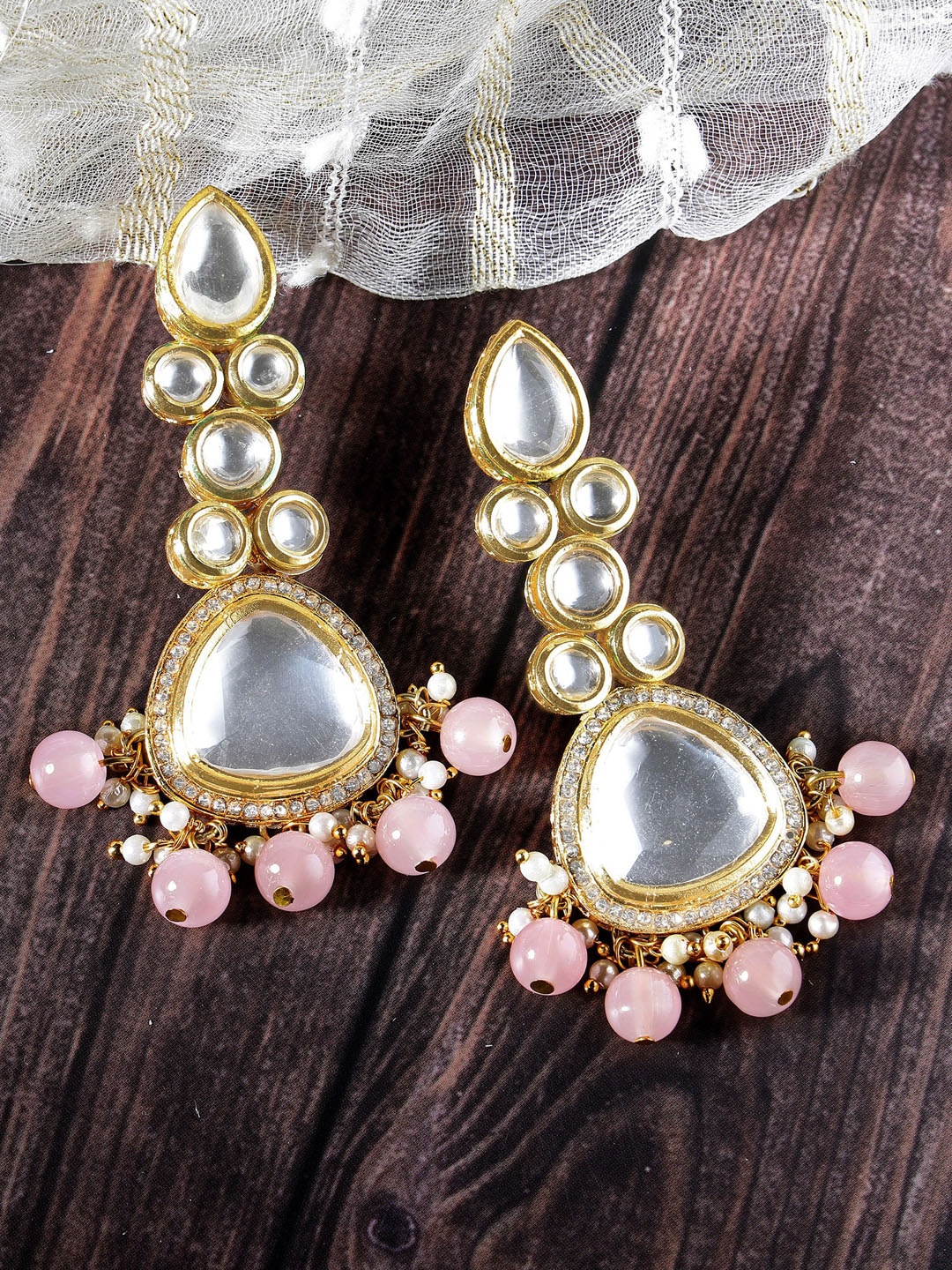 

KARATCART Gold Plated Drop Earrings, Pink