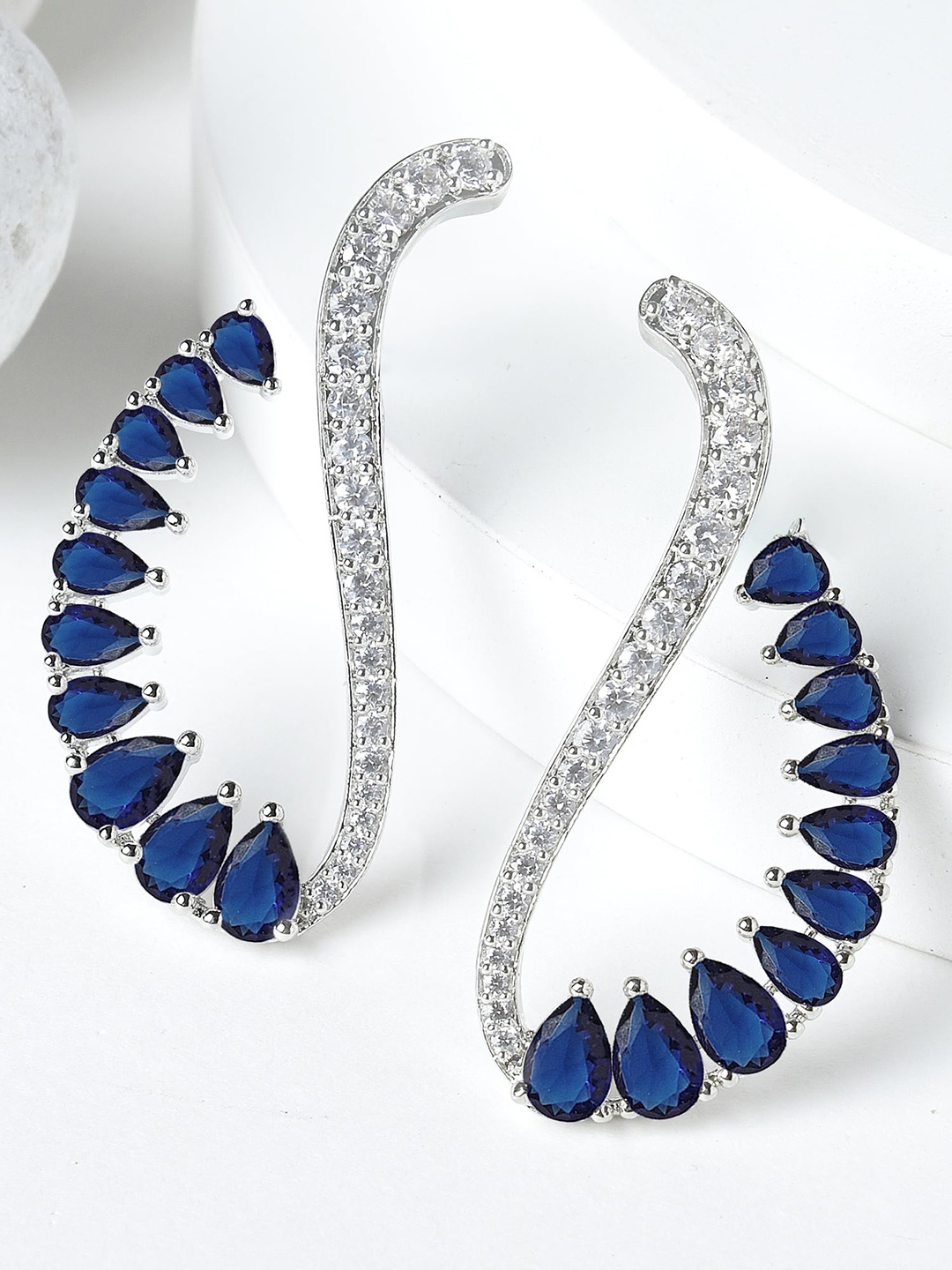 

KARATCART Silver Plated Drop Earrings, Blue