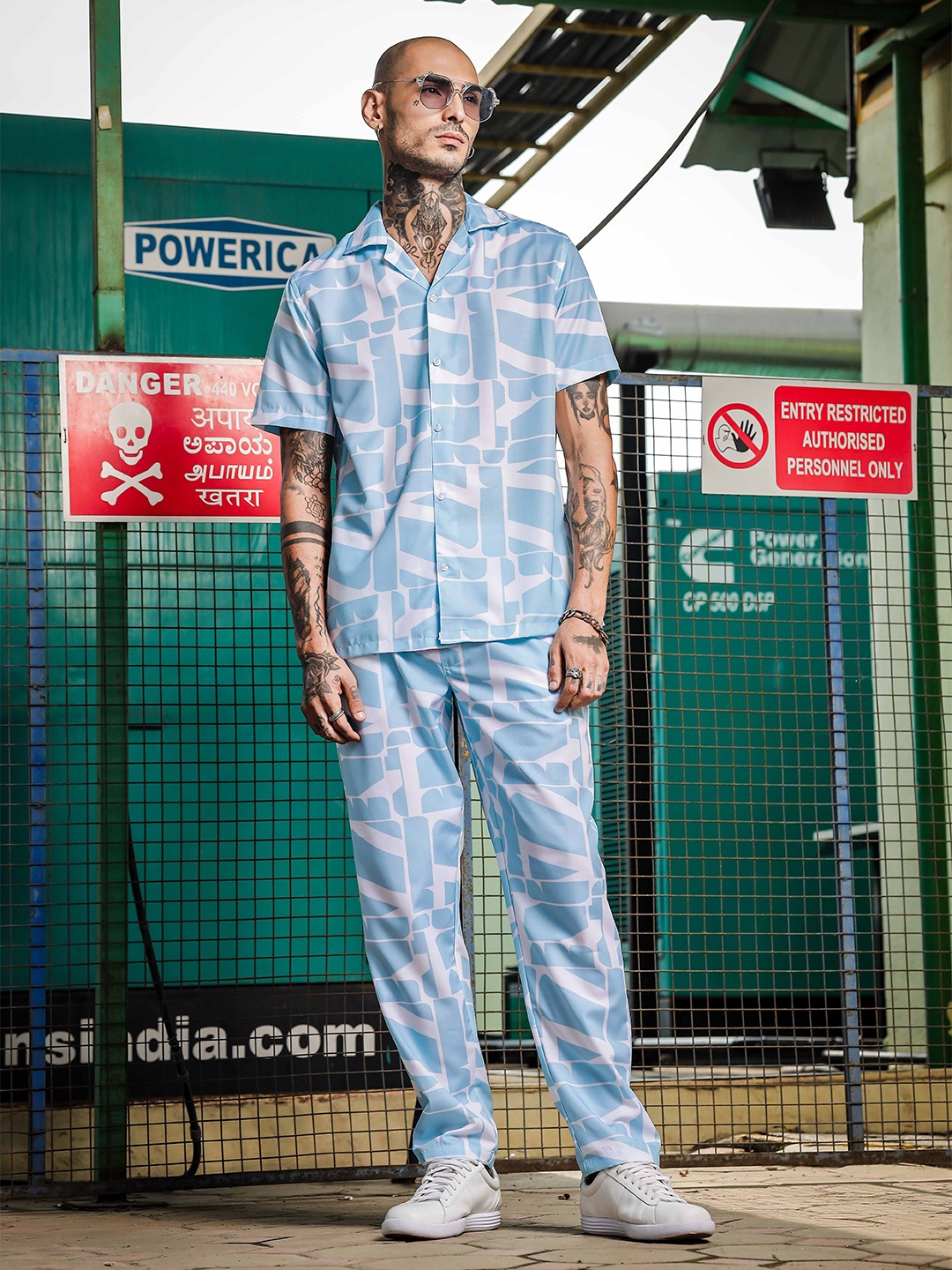 

House of Koala Unisex Printed Shirt With Trousers Co-Ords Set, Blue