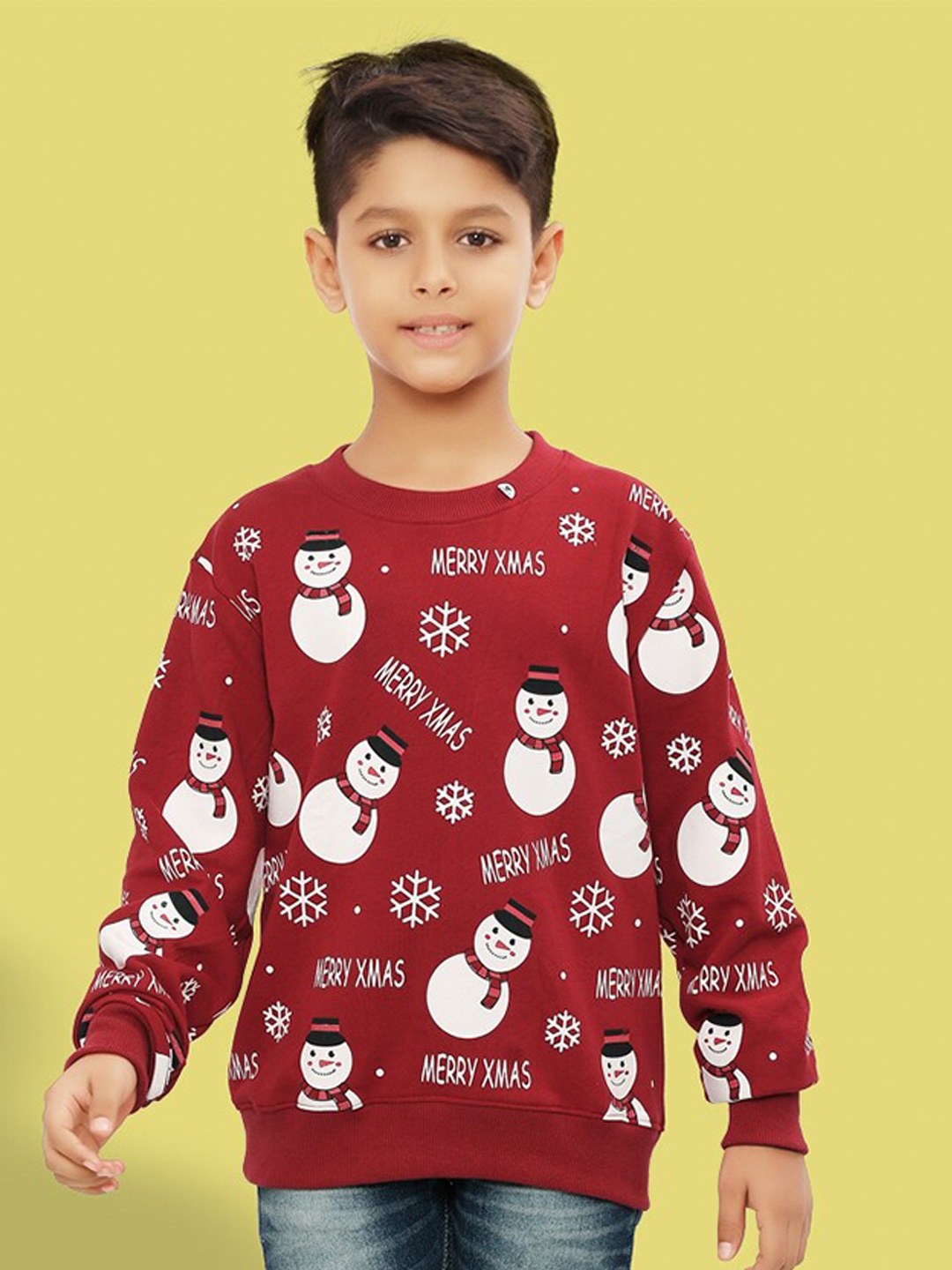 

Ninos Dreams Boys Typography Printed Cotton Sweatshirt, Maroon