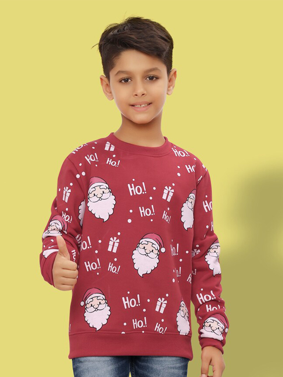 

Ninos Dreams Boys Typography Printed Cotton Sweatshirt, Maroon