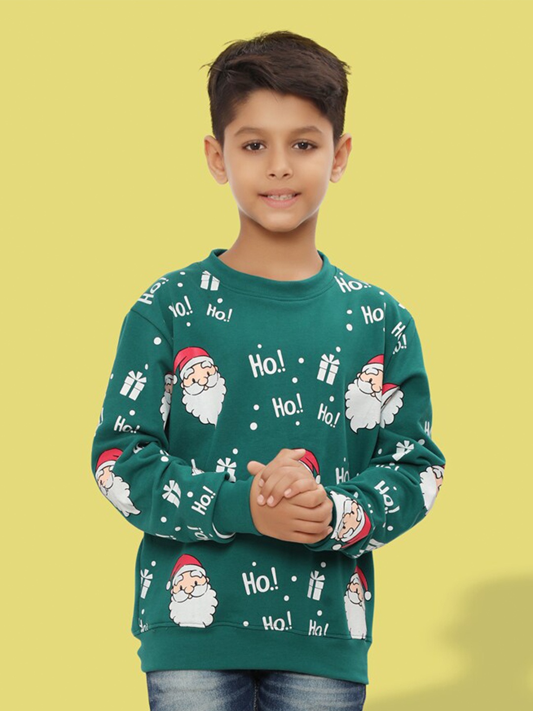 

Ninos Dreams Boys Typography Printed Cotton Sweatshirt, Green
