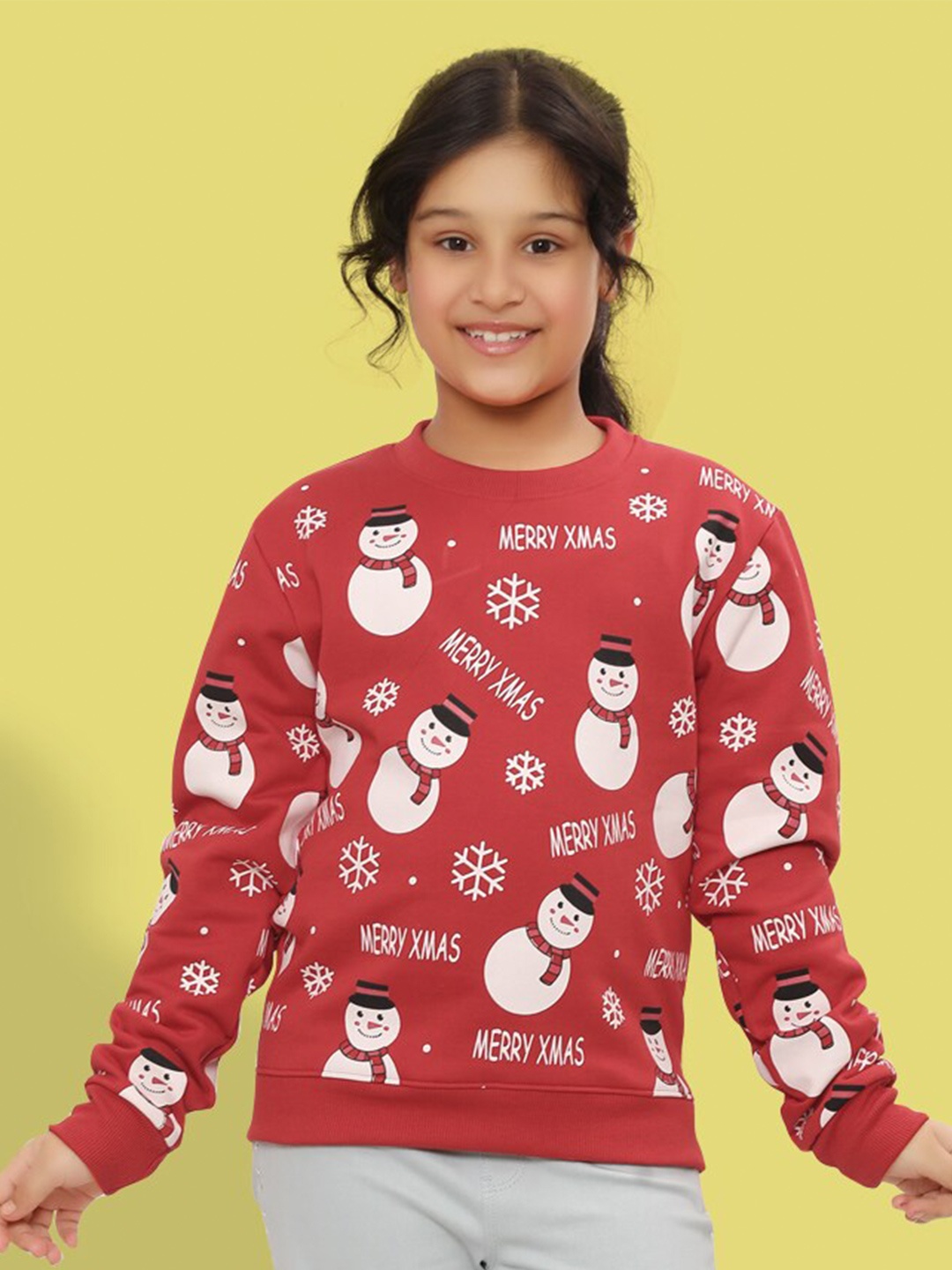 

Ninos Dreams Girls Typography Printed Cotton Sweatshirt, Red
