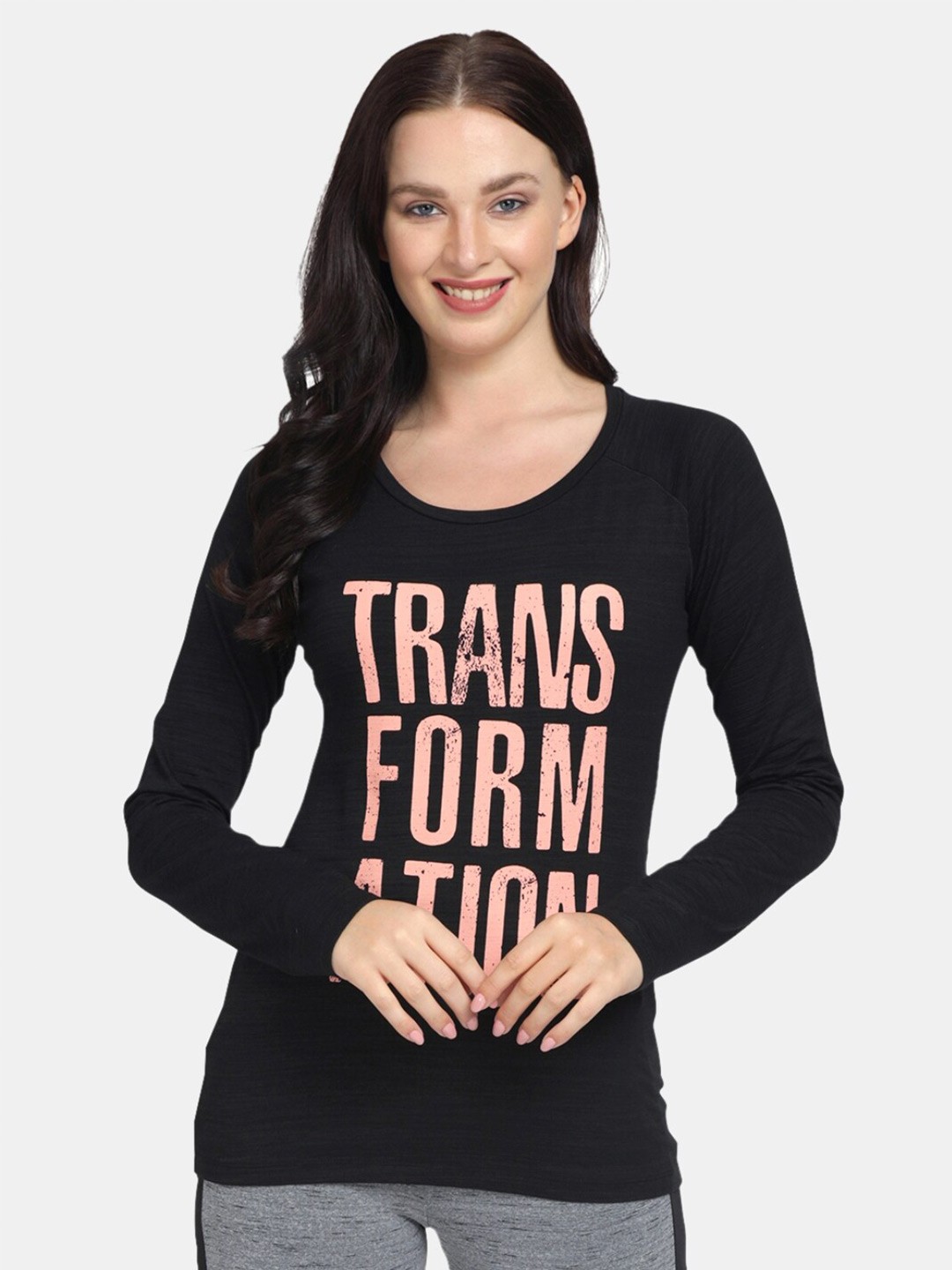 

Lovable Sport Typographic Printed Round Neck Top, Black