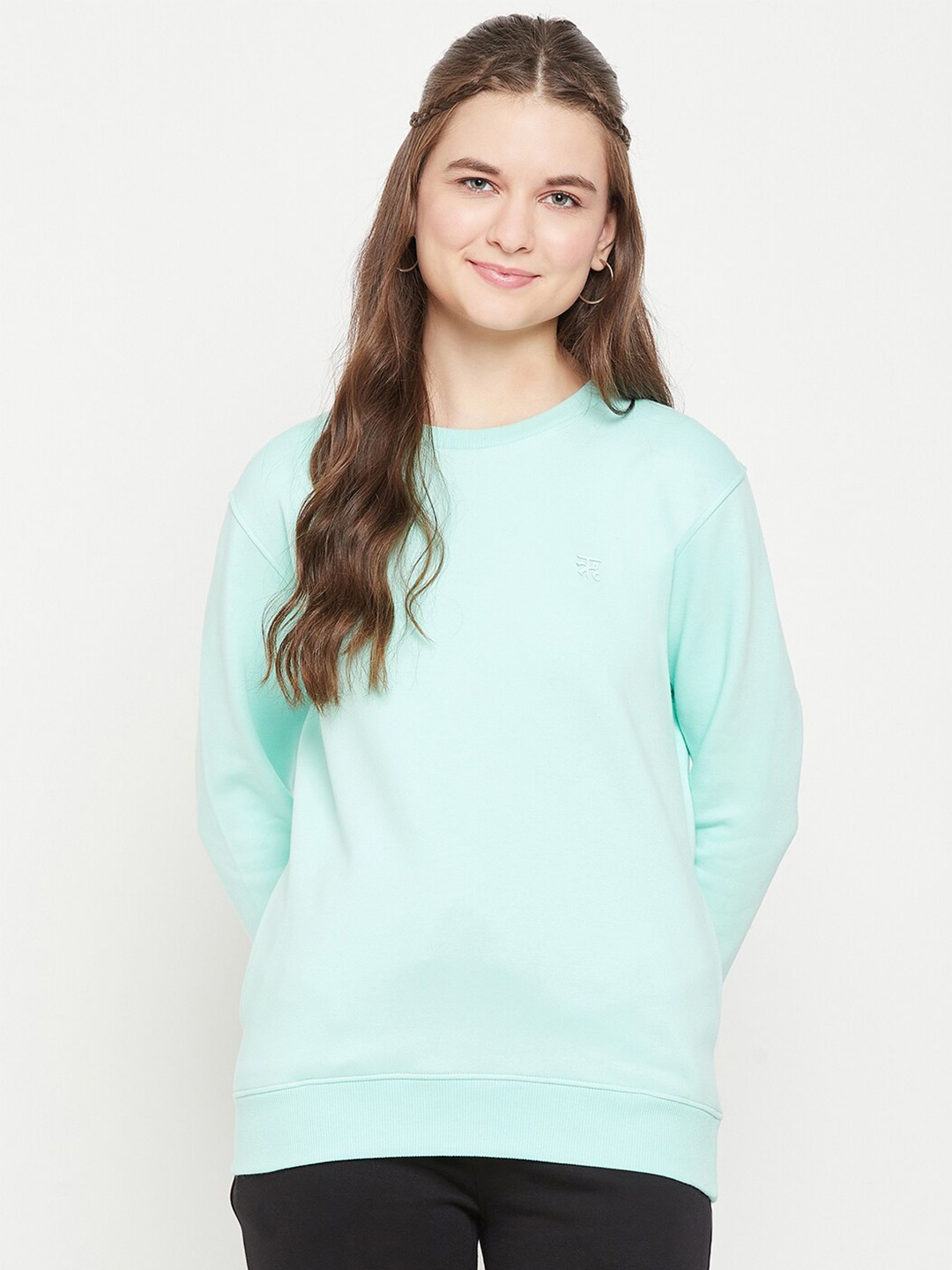 

EDRIO Round Neck Fleece Pullover Sweatshirt, Green