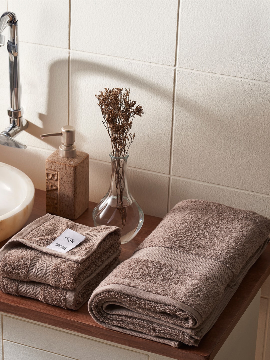 

DDecor Brown 3 Pieces Cotton 500 GSM Bath And Hand Towels