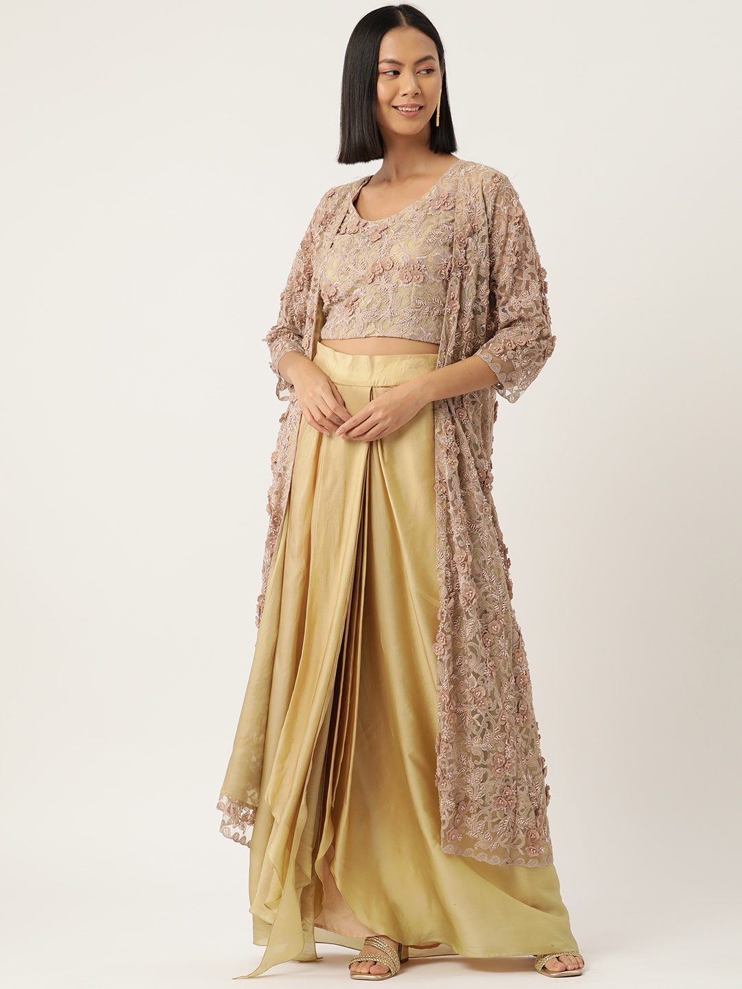 

Simaaya Embroidered Ethnic Co-Ords, Champagne