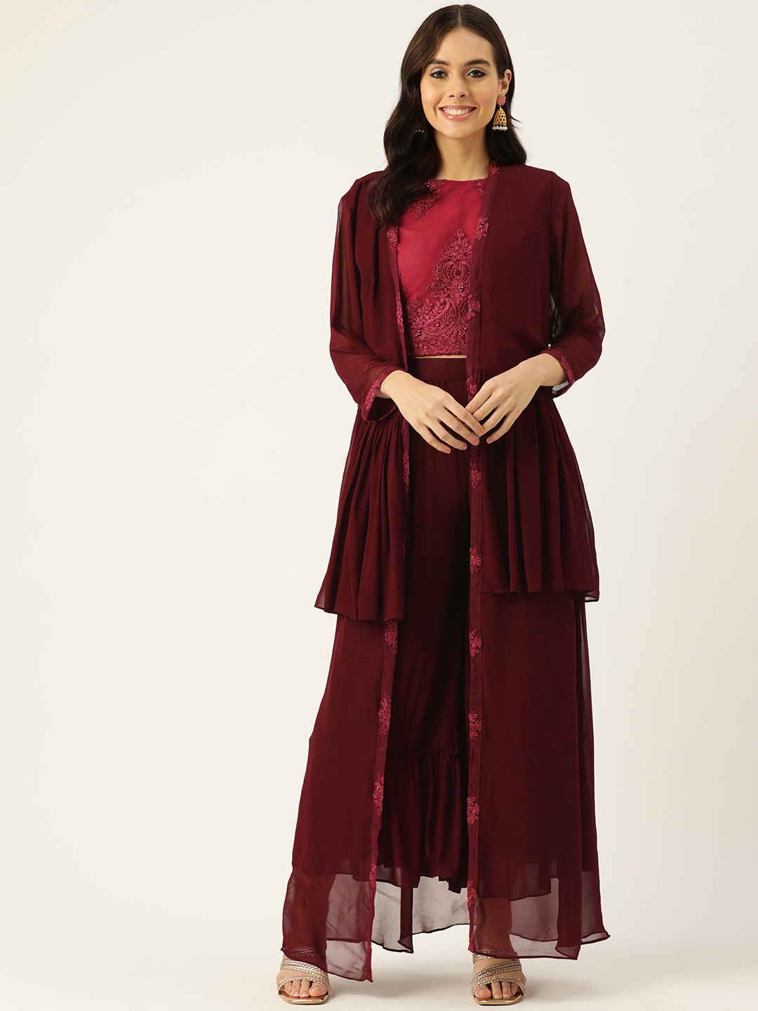 

Simaaya Embroidered Ethnic Co-Ords, Red