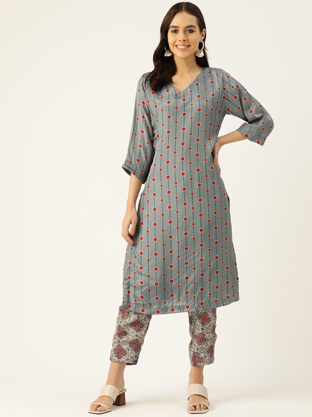 

Simaaya Printed Regular Kurta with Trousers, Blue