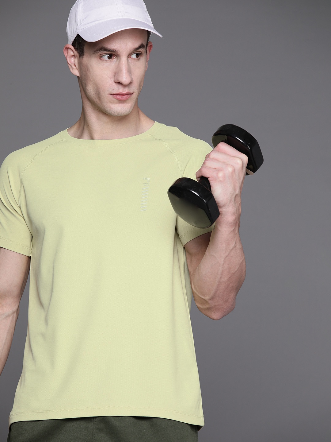 

HRX by Hrithik Roshan Men Raglan Sleeves Rapid-Dry Sports T-shirt, Lime green