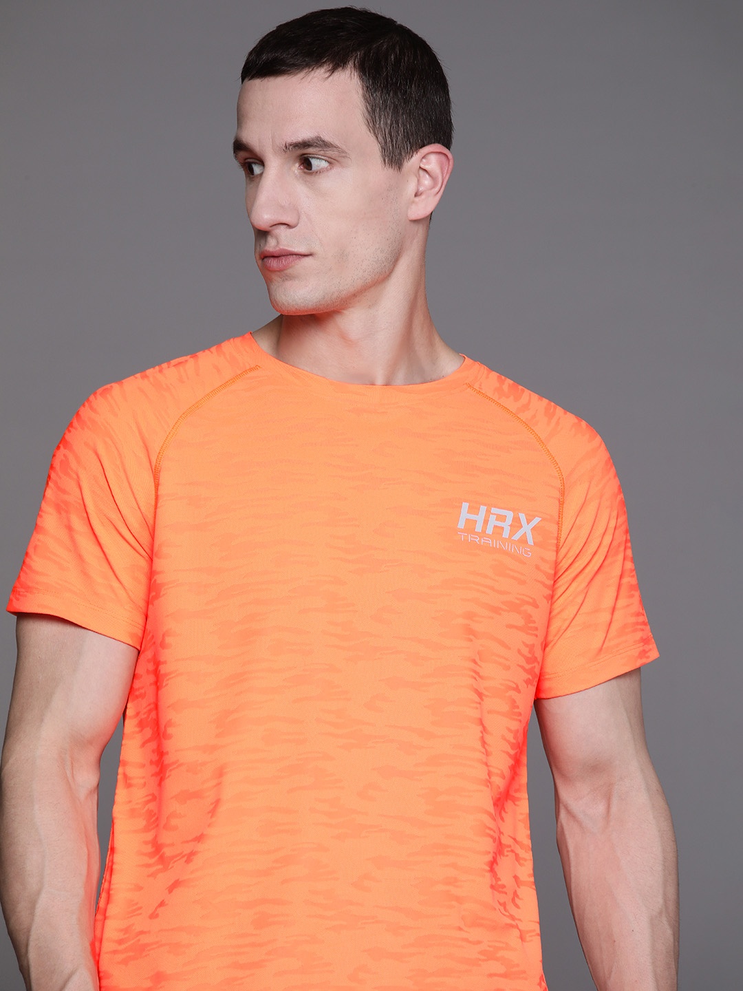 

HRX by Hrithik Roshan Men Raglan Sleeves Rapid-Dry Sports T-shirt, Orange