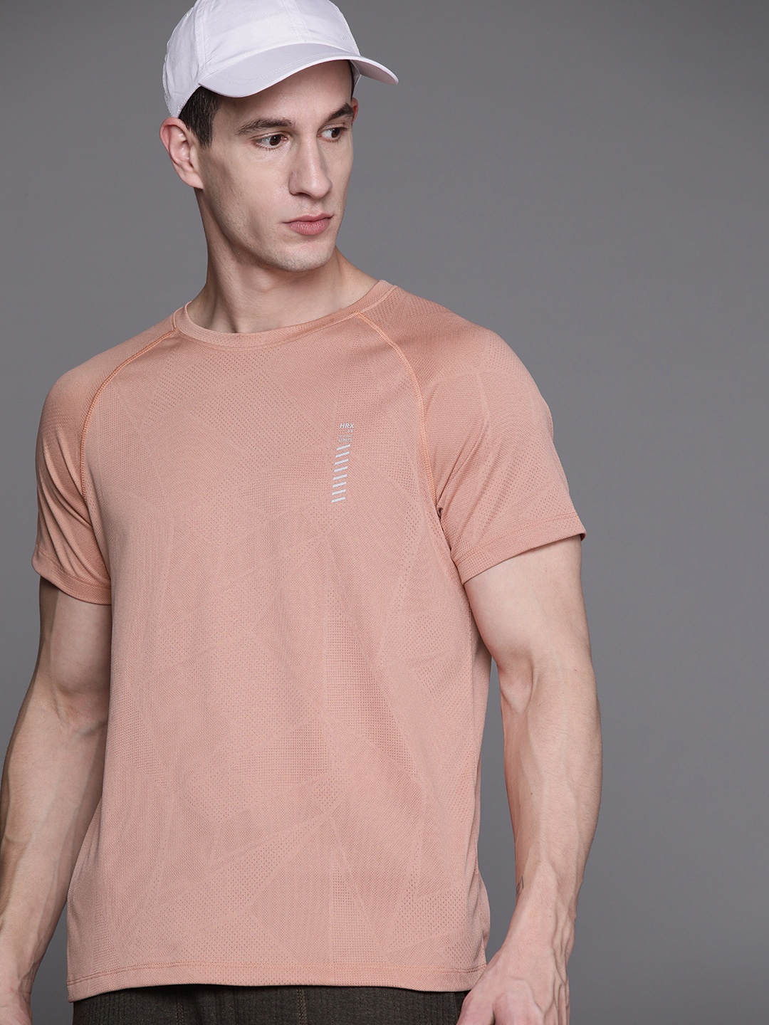 

HRX by Hrithik Roshan Men Raglan Sleeves Rapid-Dry Sports T-shirt, Rose gold