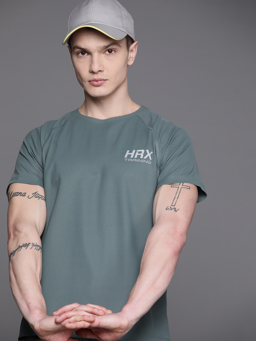 

HRX by Hrithik Roshan Men Brand Logo Printed Raglan Sleeves Rapid-Dry Sports T-shirt, Green