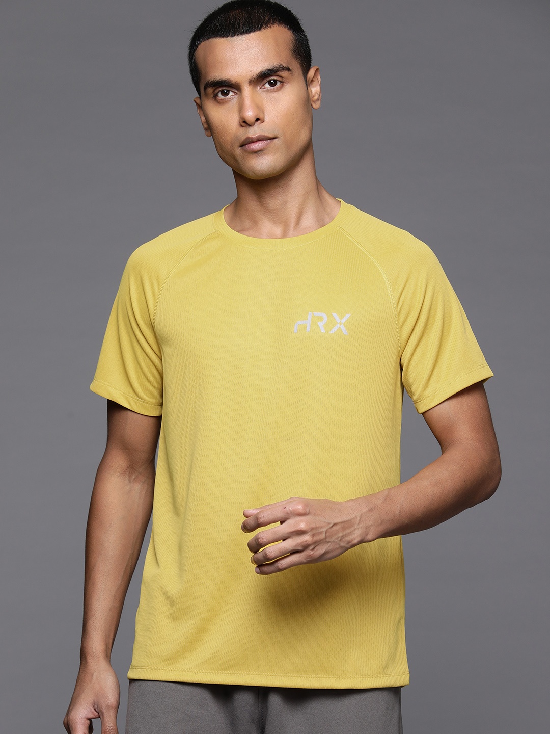 

HRX by Hrithik Roshan Men Rapid-Dry Sports T-shirt, Yellow