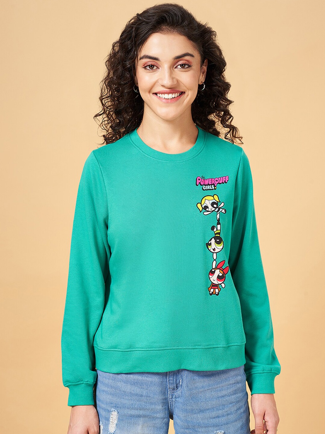 

YU by Pantaloons Powerpuff Girls Printed Round Neck Sweatshirts, Green
