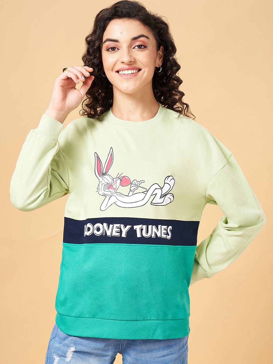 

YU by Pantaloons Looney Tunes Printed Round Neck Sweatshirts, Green