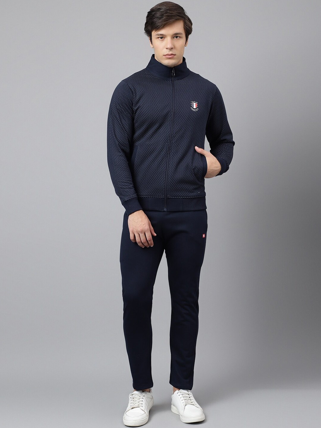 

FCK GOLD Mock Collar Long Sleeves Tracksuits, Navy blue