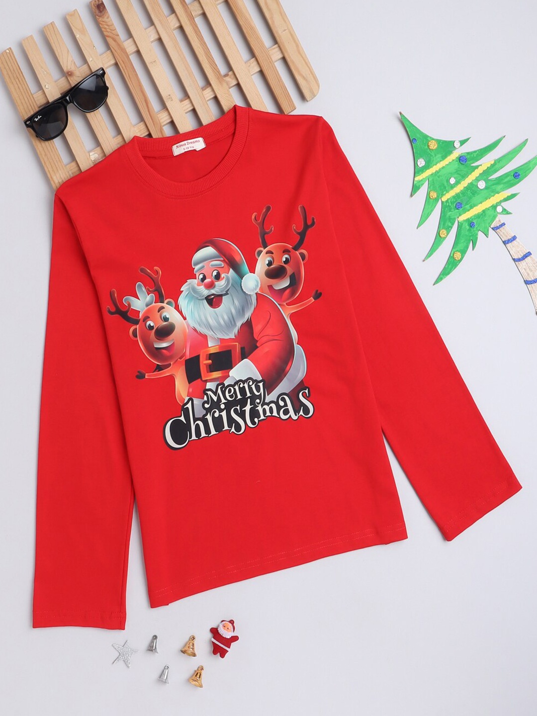 

Ninos Dreams Kids Graphic Printed Cotton T-Shirt, Red