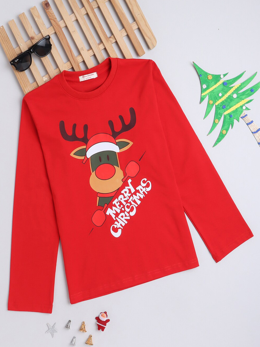 

Ninos Dreams Kids Graphic Printed Cotton T-Shirt, Red