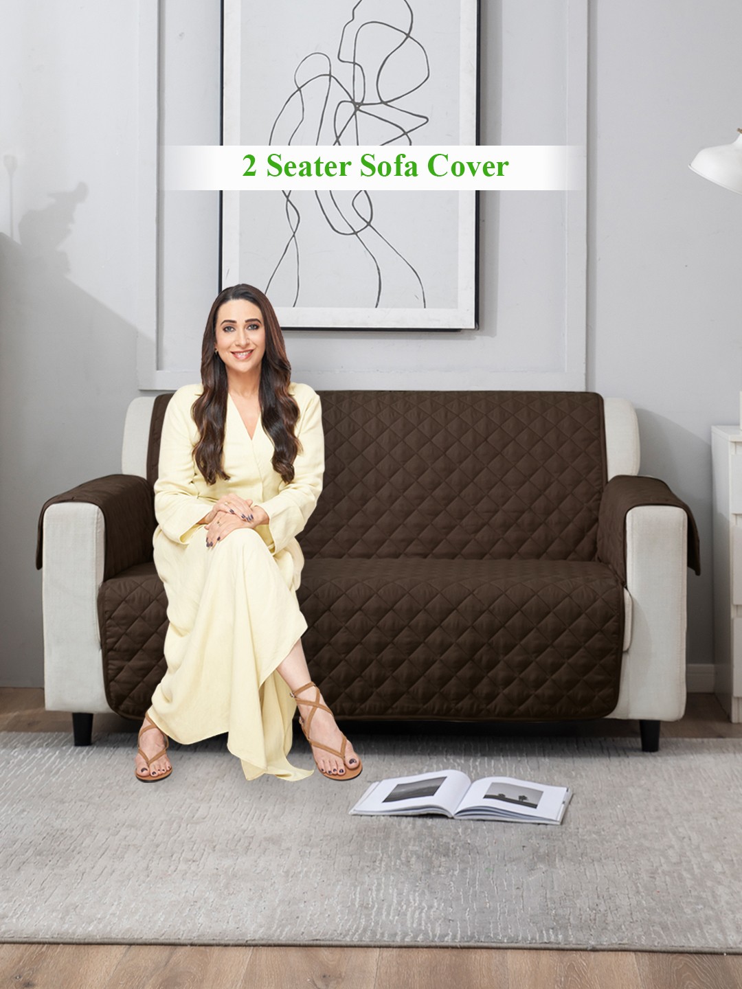 

HOKIPO Brown 100 GSM Quilted 2 Seater Sofa Cover Mat