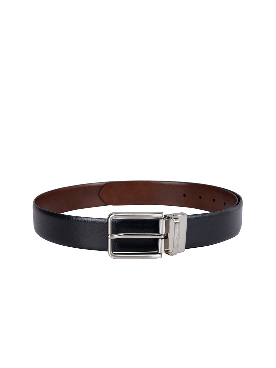 

Da Milano Men Textured Leather Reversible Belt, Black