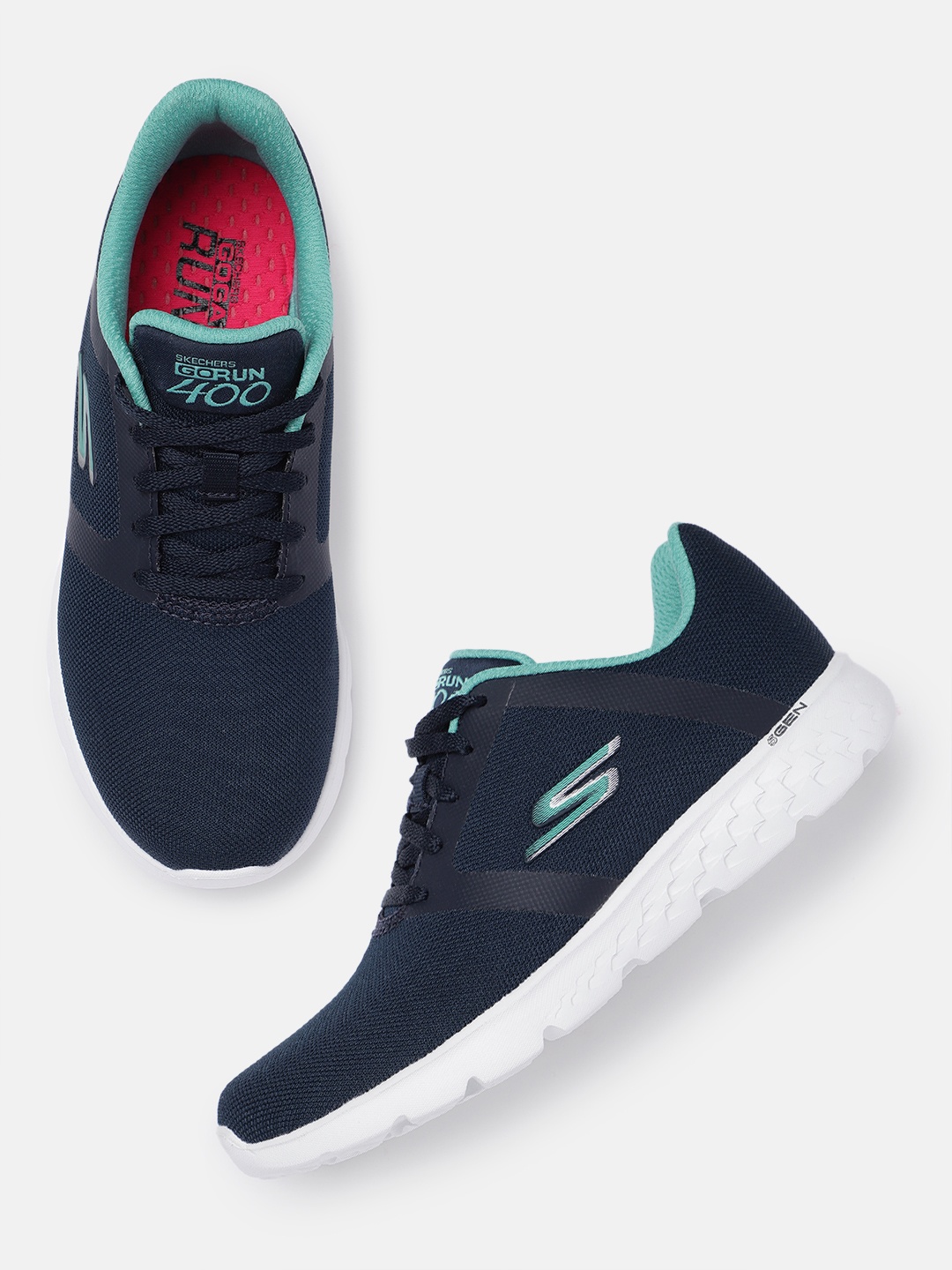 

Skechers Women Textured Go Run 400 Running Shoes, Navy blue