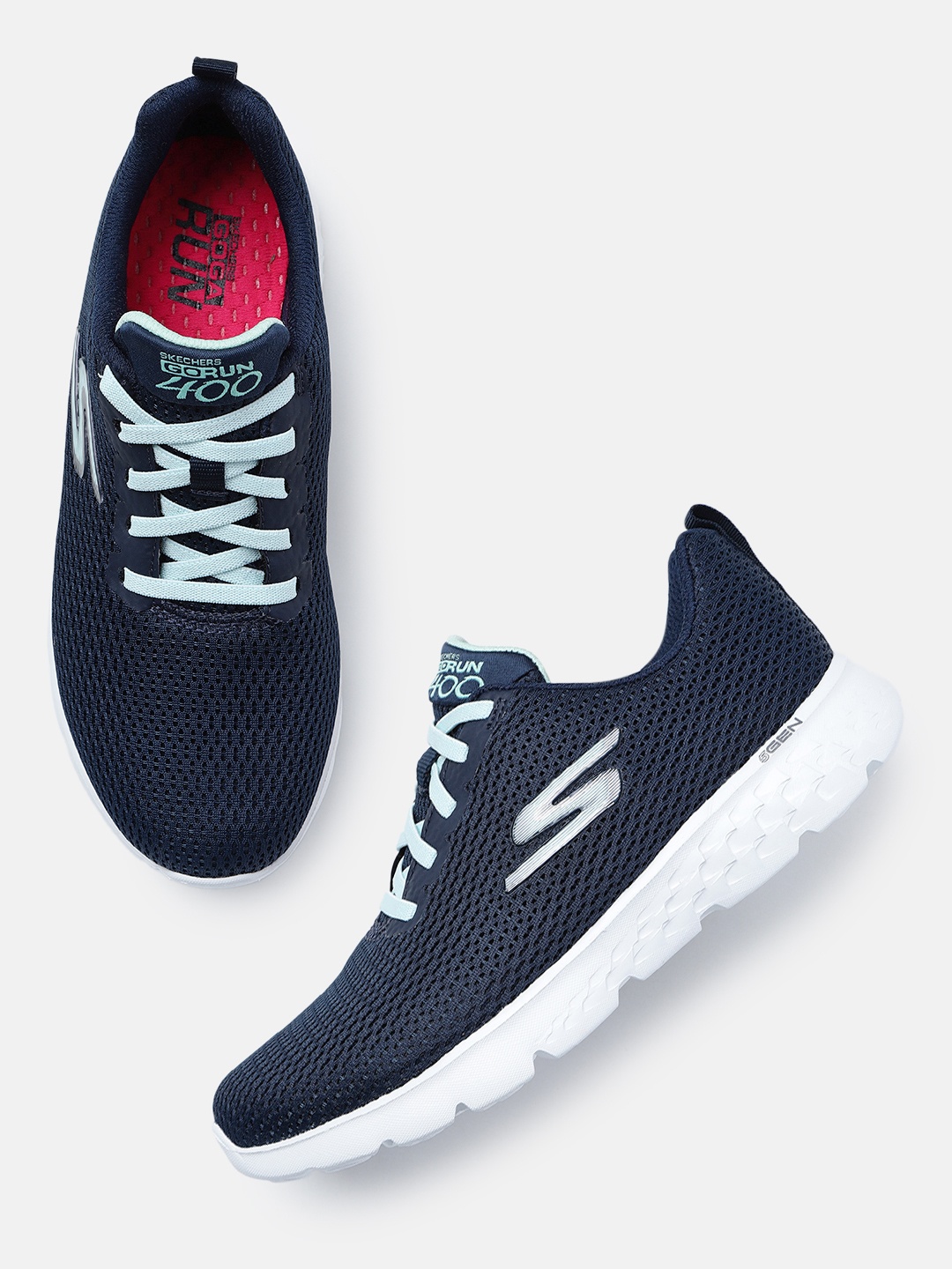 

Skechers Women Textured Go Run 400 Trail Running Shoes, Navy blue