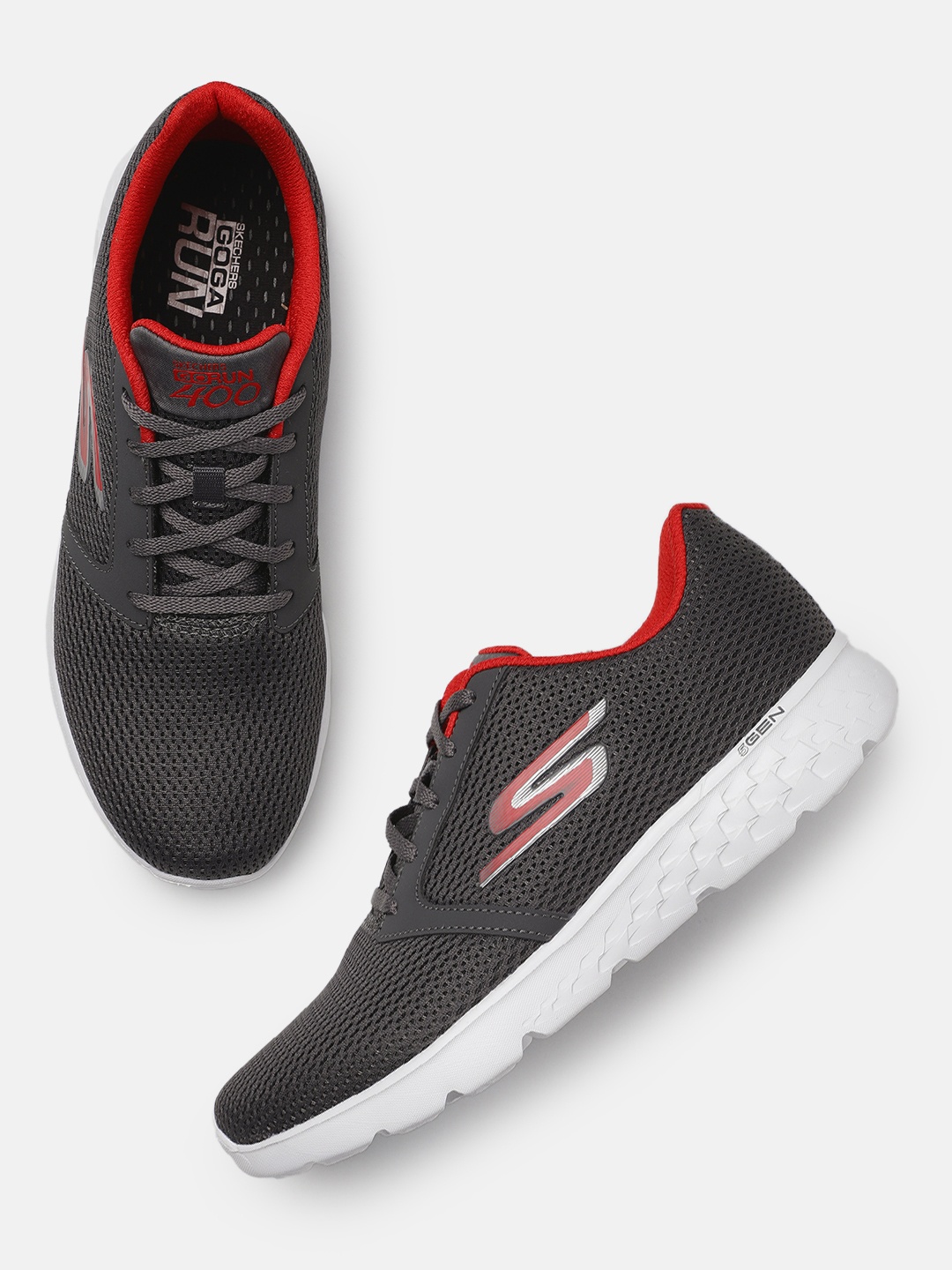 

Skechers Men Textured Go Run 400 Running Shoes, Charcoal