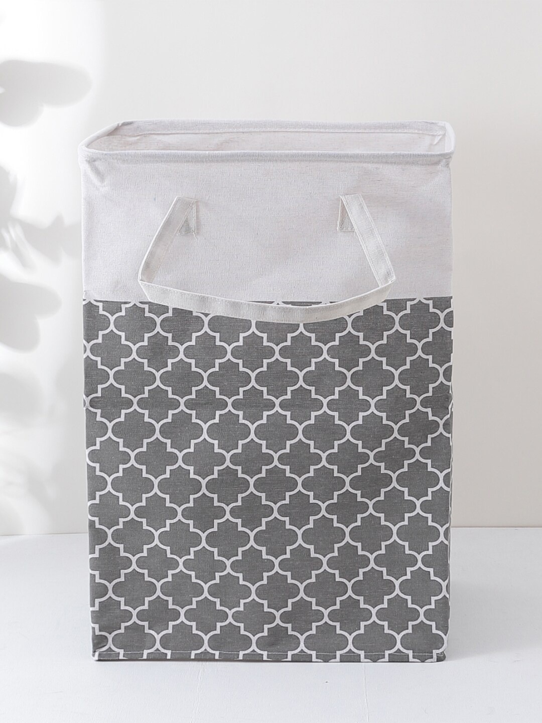 

Kuber Industries Grey & White Printed Foldable Laundry Bag