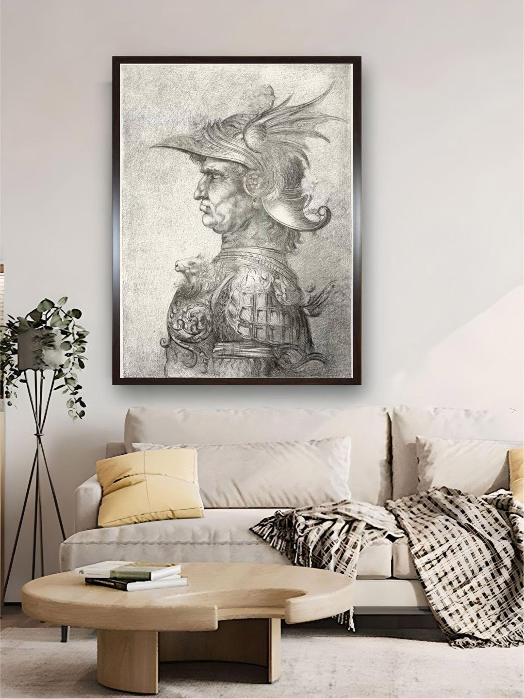 

The Art House White & Black A Bust Of A Warrior In Profile Painting Wall Art