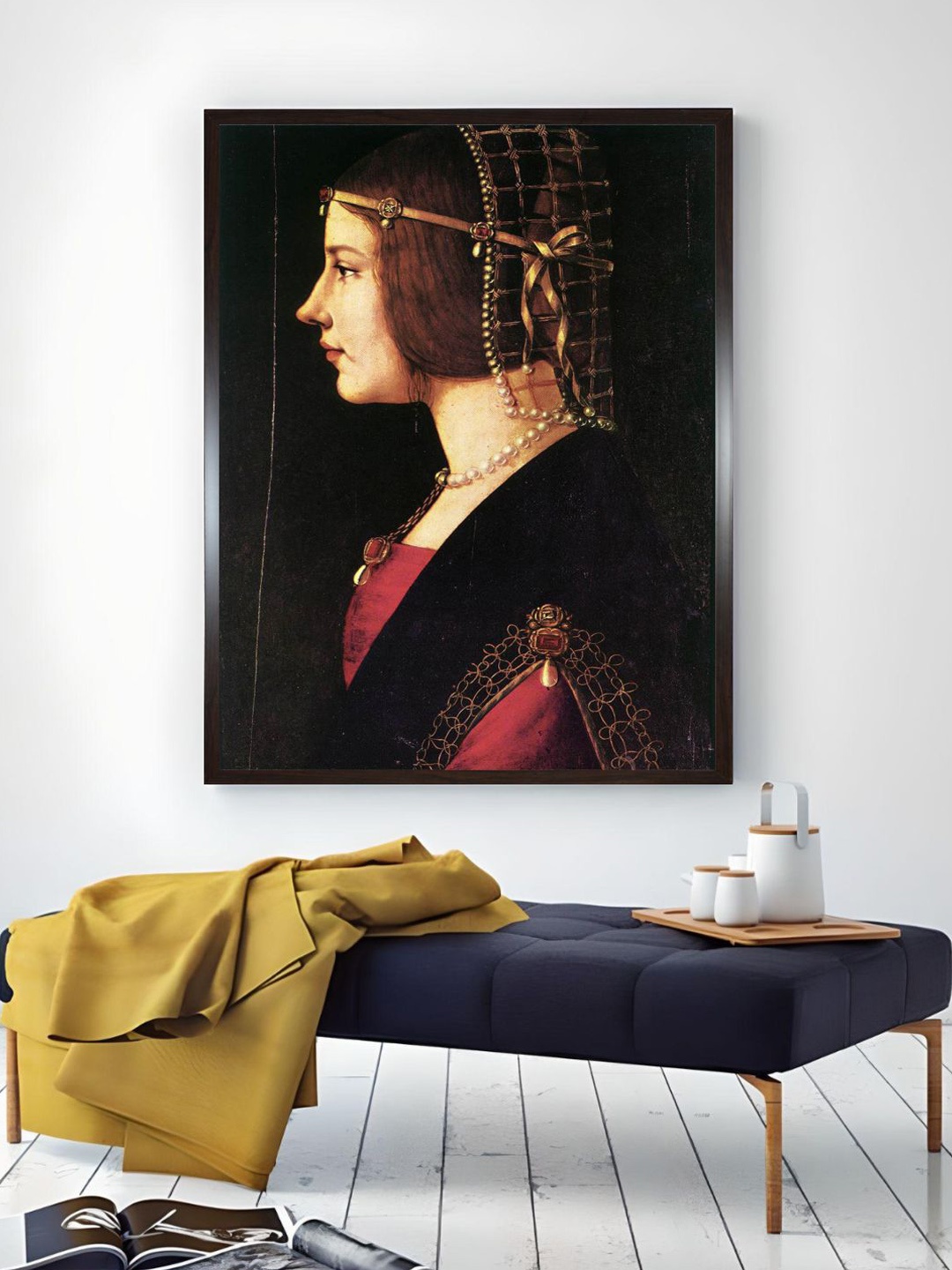 

The Art House Black & Beige Lady Beatrice D'Este Wooden Painting Wall Art