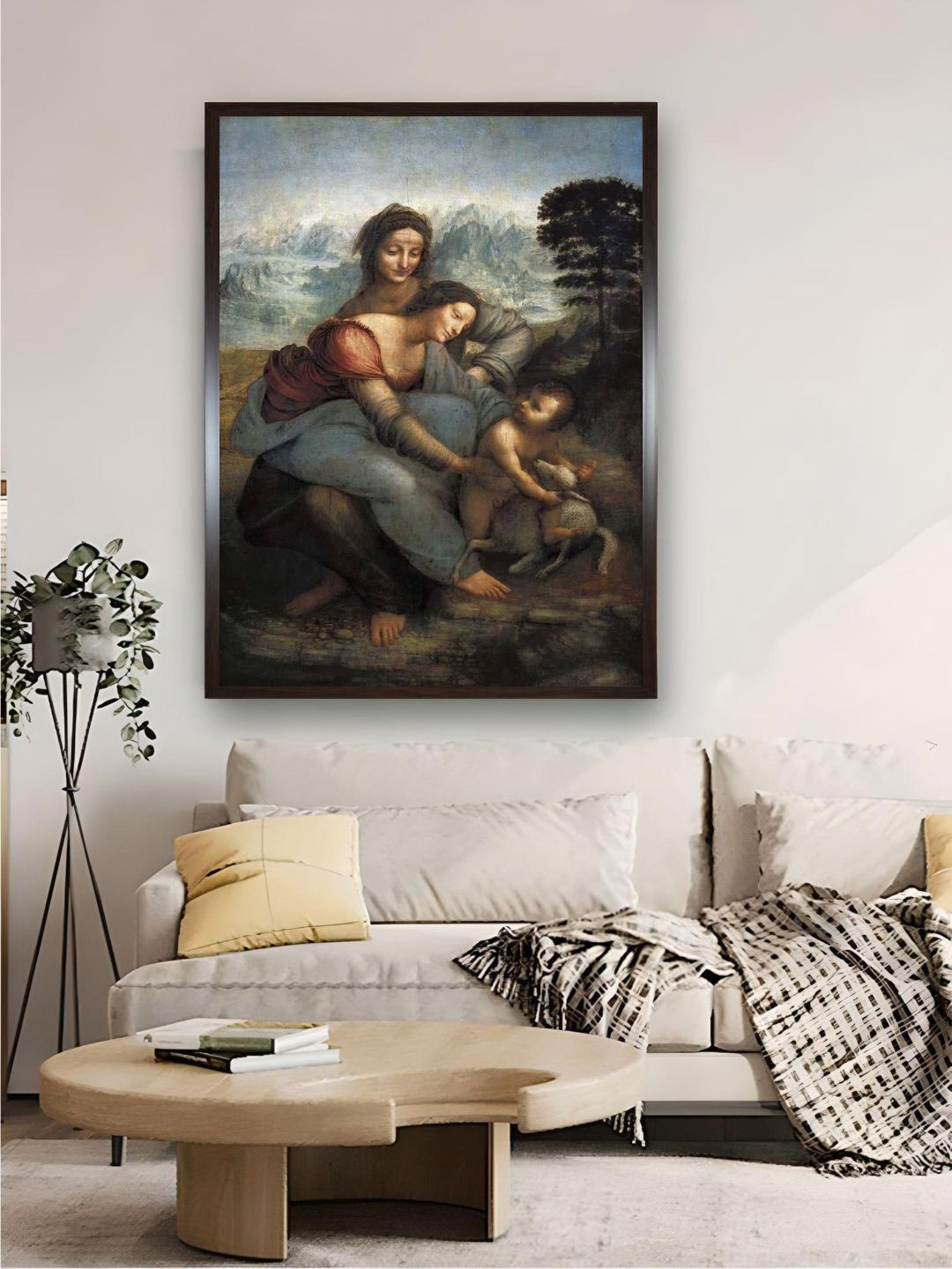

The Art House Grey & Beige Virgin And Child with St Painting Wall Art