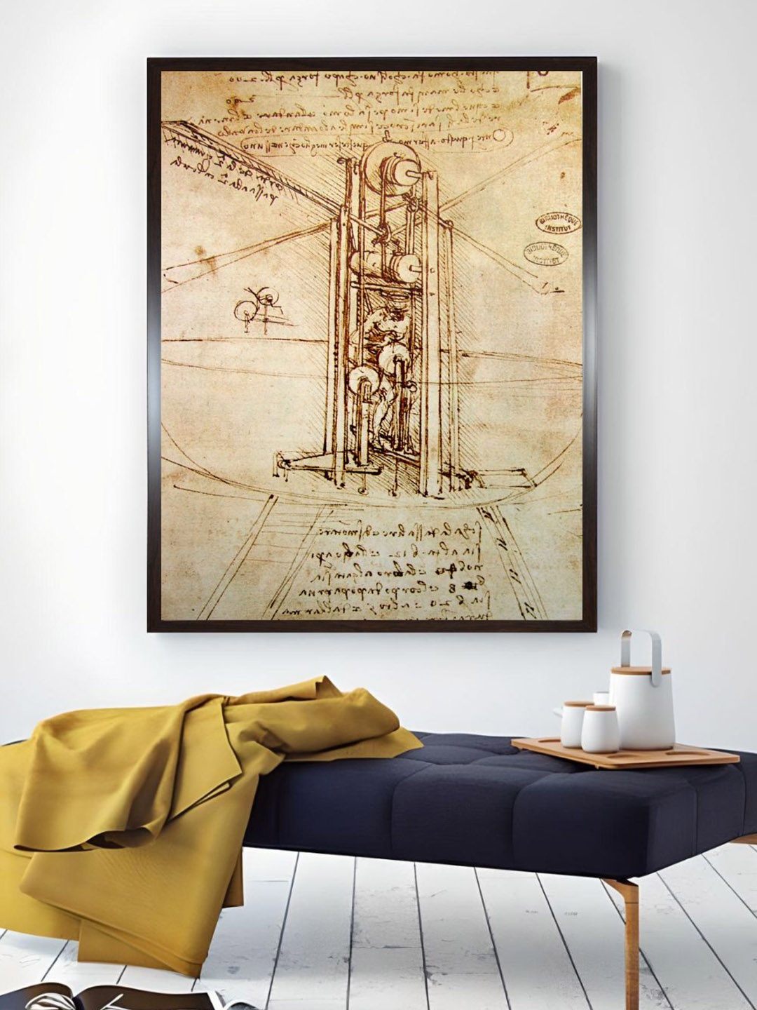 

The Art House Beige Drawing Of A Flying Machine Painting Wall Art, Yellow