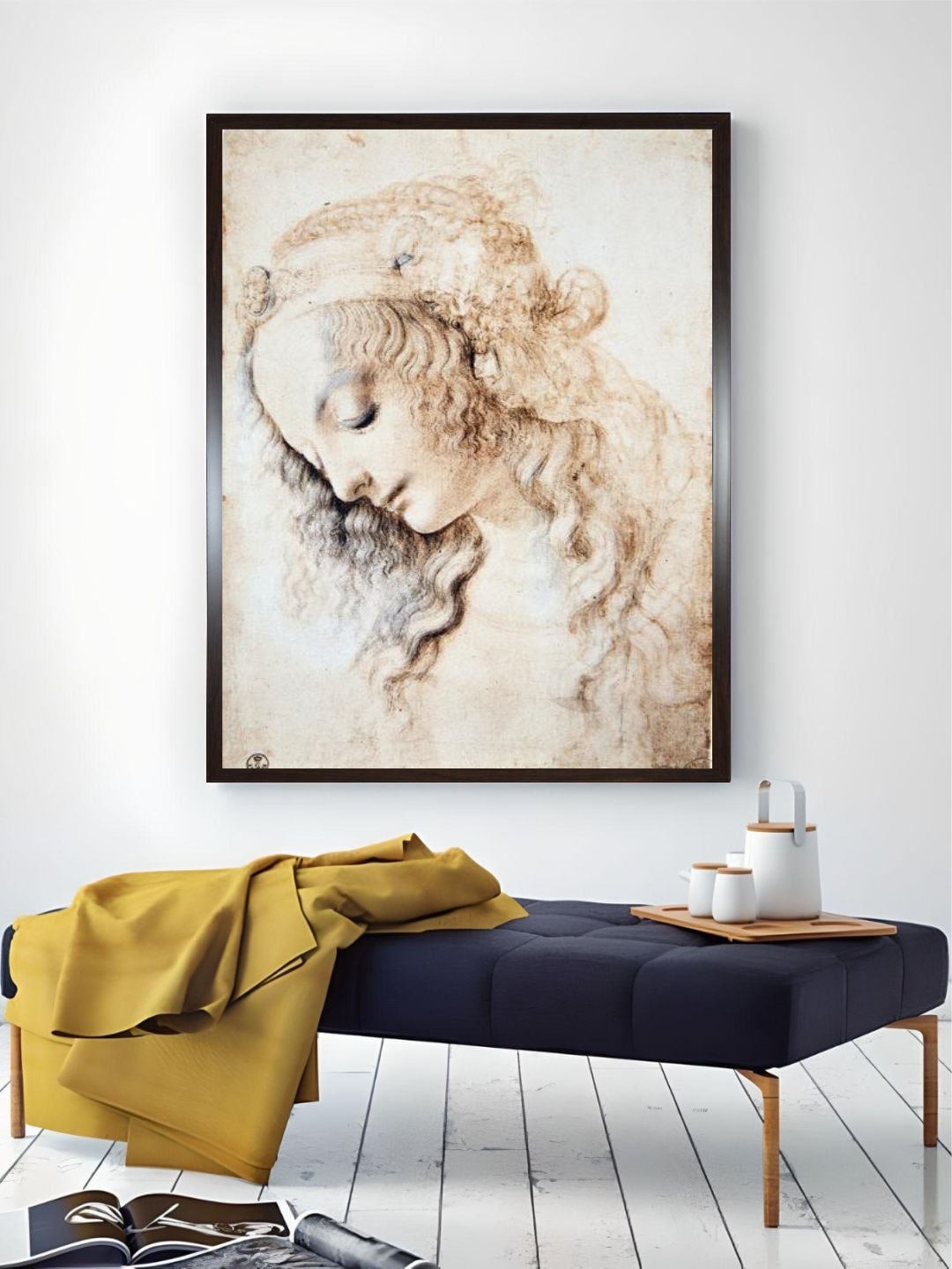 

The Art House Beige Portrait Of A Girl With Closed Eyes & Head Down Painting Wall Art