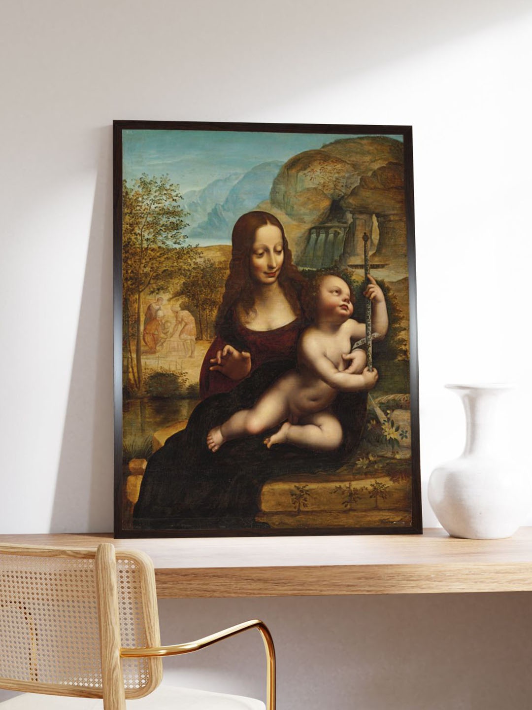 

The Art House Brown & Blue The Madonna Canvas Painting Wall Art
