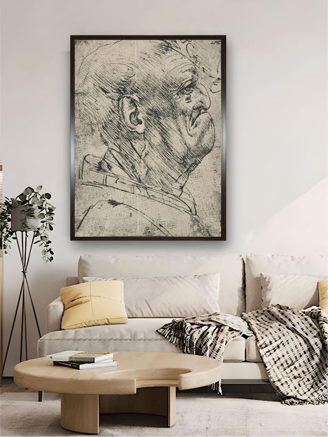 

The Art House Beige Grotesque Profile of a Man to the Right Wooden Framed Wall Art
