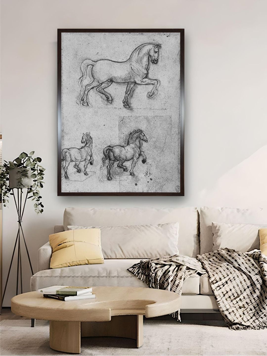 

The Art House White & Black Three Studies Of Horses Painting Wall Art